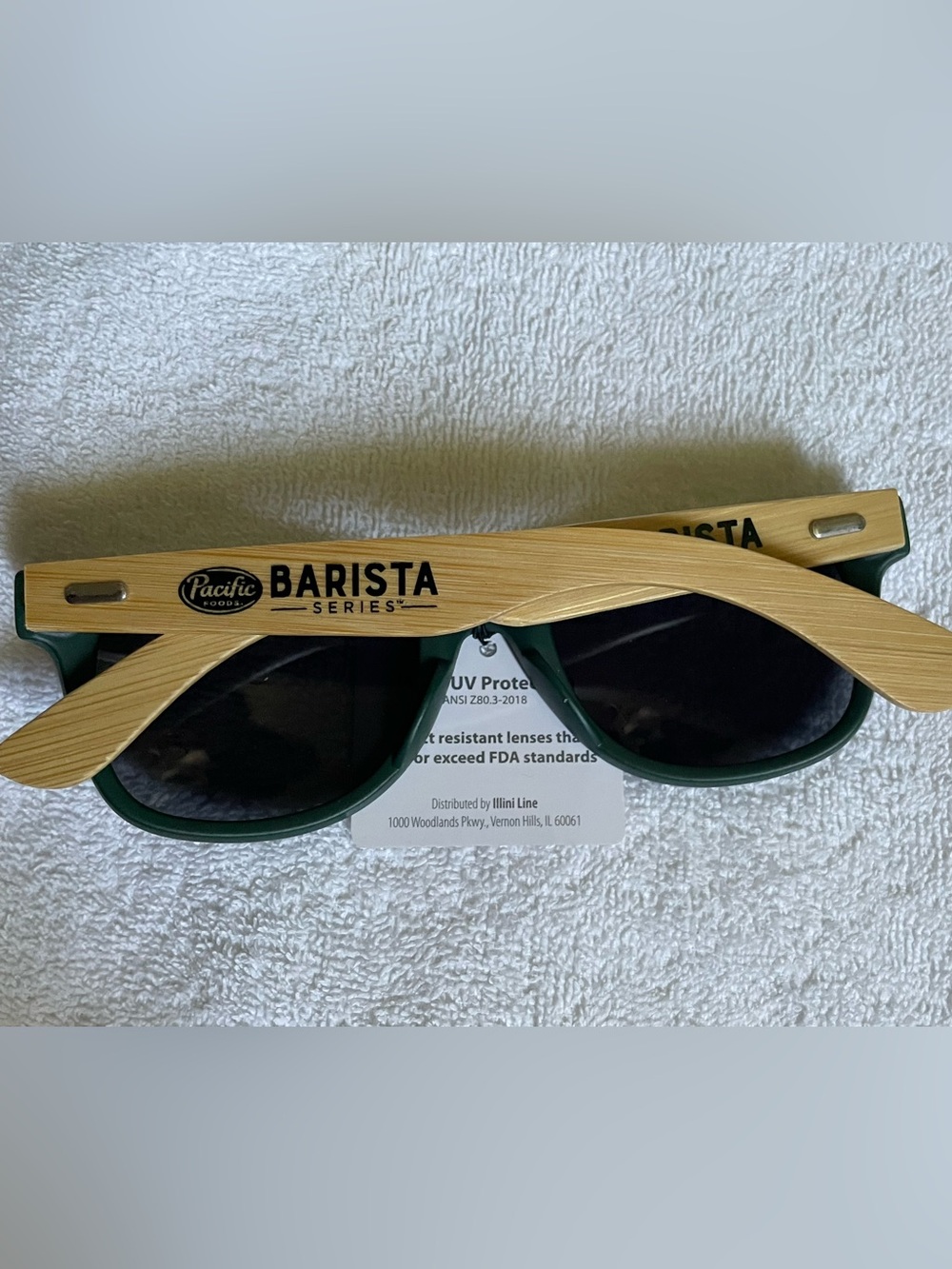 Pacifica Barista Series Green Frame Sunglasses with Wood Temples